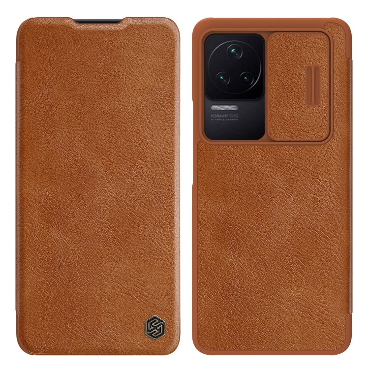 For Xiaomi Redmi K50 / K50 Pro NILLKIN QIN Series Pro Sliding Camera Cover Leather Phone Case(Brown) - Xiaomi Cases by NILLKIN | Online Shopping South Africa | PMC Jewellery | Buy Now Pay Later Mobicred