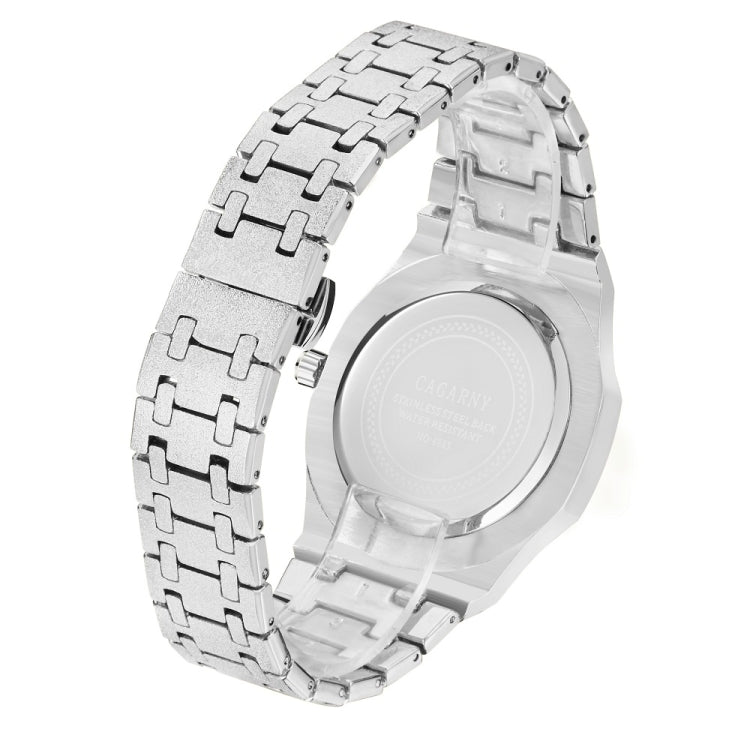 CAGARNY 6885 Simple Stone Surface Quartz Steel Band Watch For Men(Silver Shell Grey Surface) - Metal Strap Watches by CAGARNY | Online Shopping South Africa | PMC Jewellery | Buy Now Pay Later Mobicred