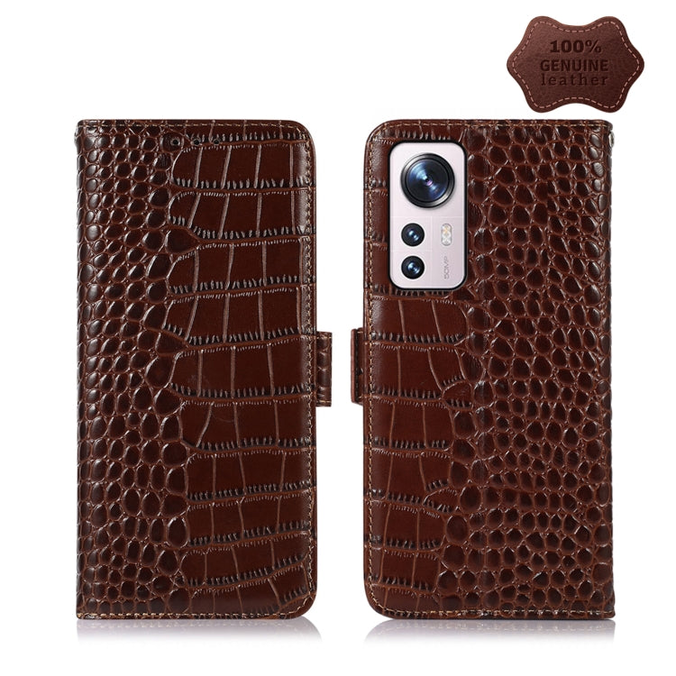 For Xiaomi 12 Lite Crocodile Top Layer Cowhide Leather Phone Case(Brown) - Xiaomi Cases by PMC TechLife | Online Shopping South Africa | PMC TechLife
