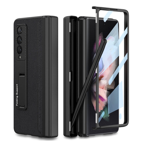 For Samsung Galaxy Z Fold3 5G GKK Magnetic Hinge Plain Leather Phone Flip Case with Pen Box(Black) - Galaxy Phone Cases by GKK | Online Shopping South Africa | PMC Jewellery