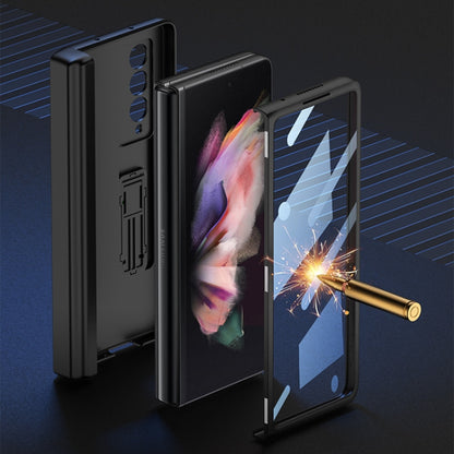 For Samsung Galaxy Z Fold3 5G GKK Magnetic Hinge Plain Leather Phone Flip Case with Pen Box(Black) - Galaxy Phone Cases by GKK | Online Shopping South Africa | PMC Jewellery | Buy Now Pay Later Mobicred