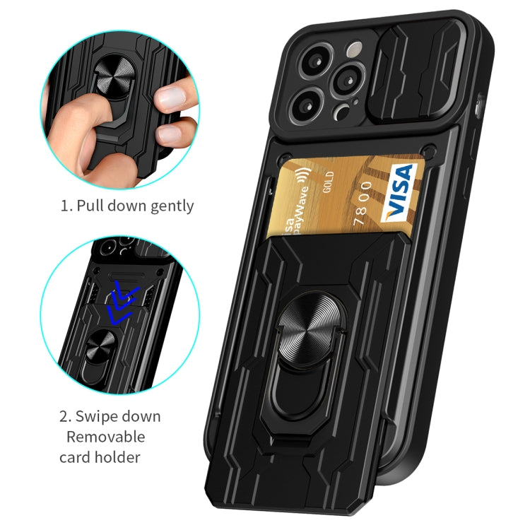 For iPhone 14 Pro Max Sliding Camshield TPU+PC Phone Case with Card Slot (Blue) - free shipping - PMC TechLife - Order now!