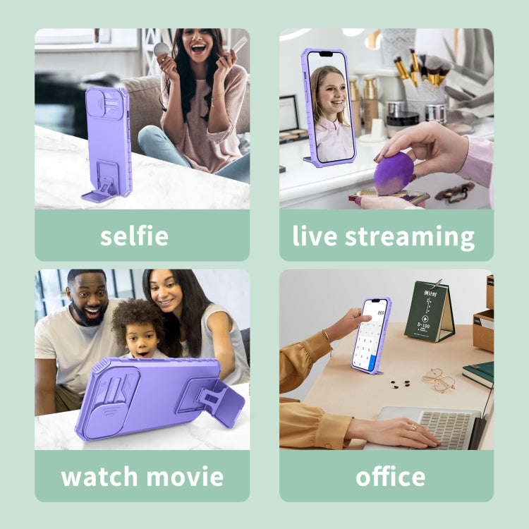 For Xiaomi Poco M4 Pro 4G Stereoscopic Holder Sliding Camshield Phone Case(Purple) - free shipping - PMC TechLife - Order now!