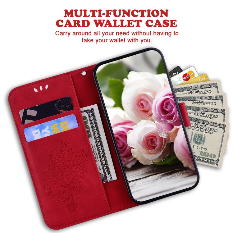 For OPPO A55 5G / A53s 5G / A16 Butterfly Rose Embossed Leather Phone Case(Red) - free shipping - PMC TechLife - Order now!
