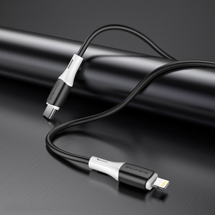 Borofone BX79 Type-C / USB-C to 8 Pin PD Silicone Sync Data Charging Cable, Length: 1m(Black) - 2 in 1 Cable by Borofone | Online Shopping South Africa | PMC Jewellery