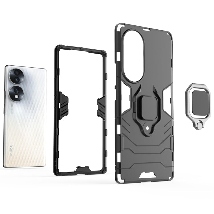 For Honor 70 5G Shockproof PC + TPU Phone Case with Magnetic Ring Holder(Black) - Honor Cases by PMC TechLife | Online Shopping South Africa | PMC TechLife
