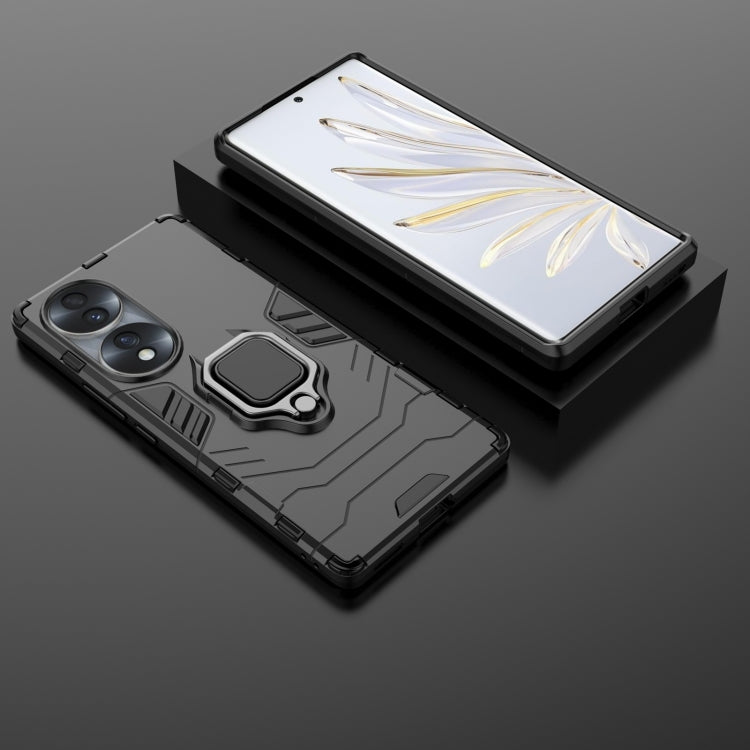 For Honor 70 5G Shockproof PC + TPU Phone Case with Magnetic Ring Holder(Black) - Honor Cases by PMC TechLife | Online Shopping South Africa | PMC TechLife