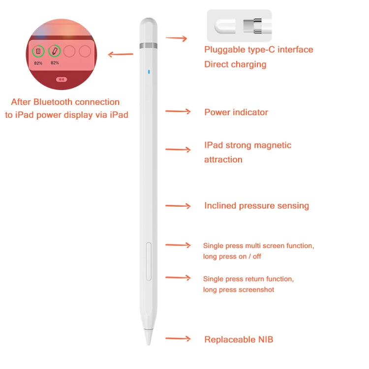 JD50 Bluetooth Active Stylus Pencil with Palm Rejection for iPad After 2018 Version - Stylus Pen by PMC Jewellery | Online Shopping South Africa | PMC Jewellery