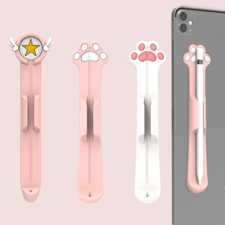 Stylus Silicone Magnetic Cartoon Pen Holder For Apple Pencil 1/2(White Cat Paw) - Pencil Accessories by PMC Jewellery | Online Shopping South Africa | PMC Jewellery