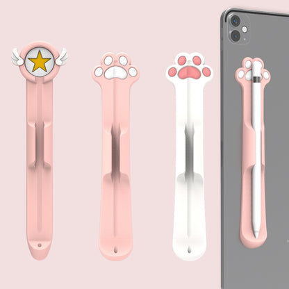 Stylus Silicone Magnetic Cartoon Pen Holder For Apple Pencil 1/2(Pink Cat Paw) - Pencil Accessories by PMC Jewellery | Online Shopping South Africa | PMC Jewellery