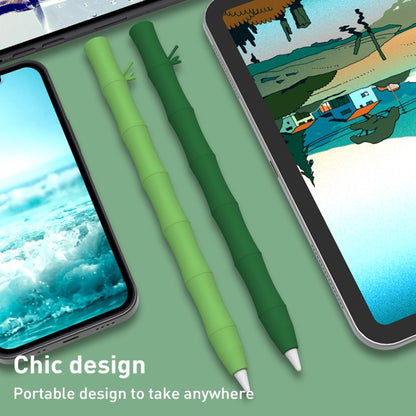 Bamboo Liquid Silicone Gel Stylus Pen Protective Case For Apple Pencil 1(Dark Green) - Pencil Accessories by PMC Jewellery | Online Shopping South Africa | PMC Jewellery