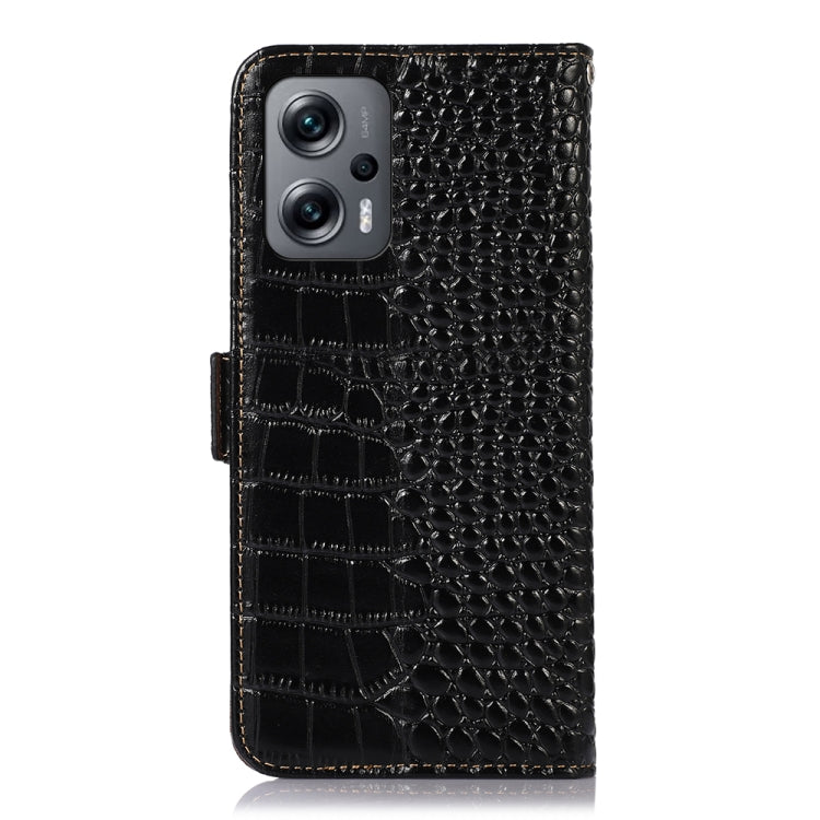 For Xiaomi Redmi Note 11T Pro Crocodile Top Layer Cowhide Leather Phone Case(Black) - Xiaomi Cases by PMC Jewellery | Online Shopping South Africa | PMC Jewellery