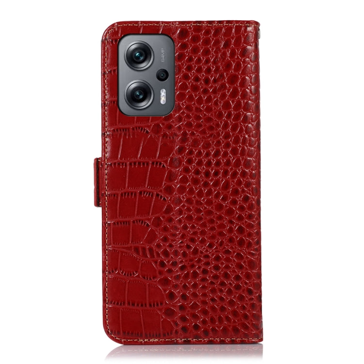 For Xiaomi Redmi Note 11T Pro Crocodile Top Layer Cowhide Leather Phone Case(Red) - Xiaomi Cases by PMC Jewellery | Online Shopping South Africa | PMC Jewellery