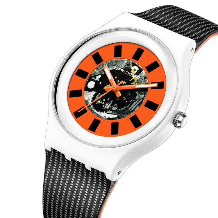 SANDA 3207 Fashion Waterproof  Electronic Sports Watch(Black+White) - Silicone Strap Watches by SANDA | Online Shopping South Africa | PMC Jewellery | Buy Now Pay Later Mobicred