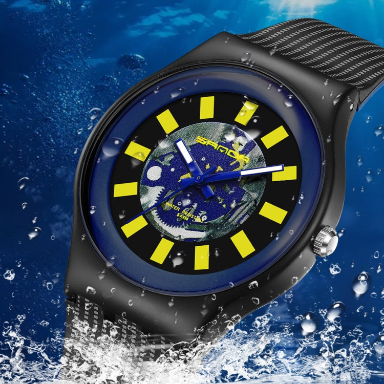 SANDA 3207 Fashion Waterproof  Electronic Sports Watch(Black+White) - Silicone Strap Watches by SANDA | Online Shopping South Africa | PMC Jewellery | Buy Now Pay Later Mobicred