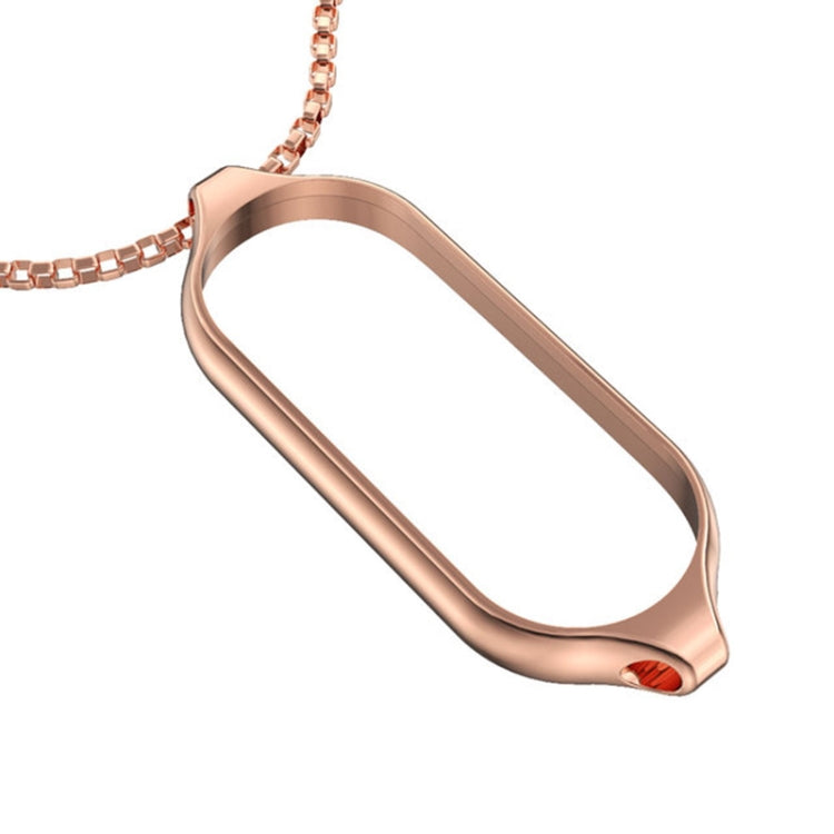 For Xiaomi Mi Band 5 / 6 MIJOBS Metal Pendant Stainless Steel Watch Necklace(Rose Gold) - Watch Bands by MIJOBS | Online Shopping South Africa | PMC Jewellery | Buy Now Pay Later Mobicred