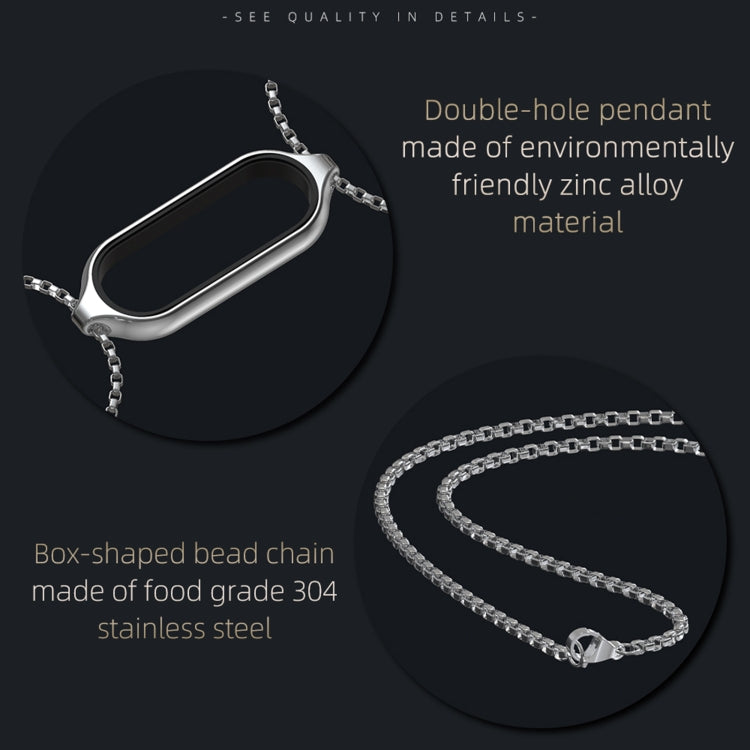 For Xiaomi Mi Band 5 / 6 MIJOBS Metal Pendant Stainless Steel Watch Necklace(Black) - Watch Bands by MIJOBS | Online Shopping South Africa | PMC Jewellery | Buy Now Pay Later Mobicred