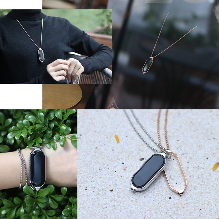 For Xiaomi Mi Band 5 / 6 MIJOBS Metal Pendant Stainless Steel Watch Necklace(Black) - Watch Bands by MIJOBS | Online Shopping South Africa | PMC Jewellery | Buy Now Pay Later Mobicred