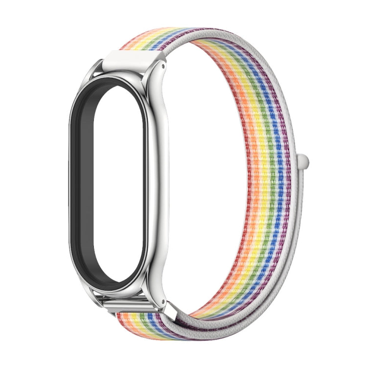 For Xiaomi Mi Band 7 / 7 NFC MIJOBS Plus Stainless Steel Case Nylon Watch Band(Colorful Silver) - Watch Bands by MIJOBS | Online Shopping South Africa | PMC Jewellery | Buy Now Pay Later Mobicred