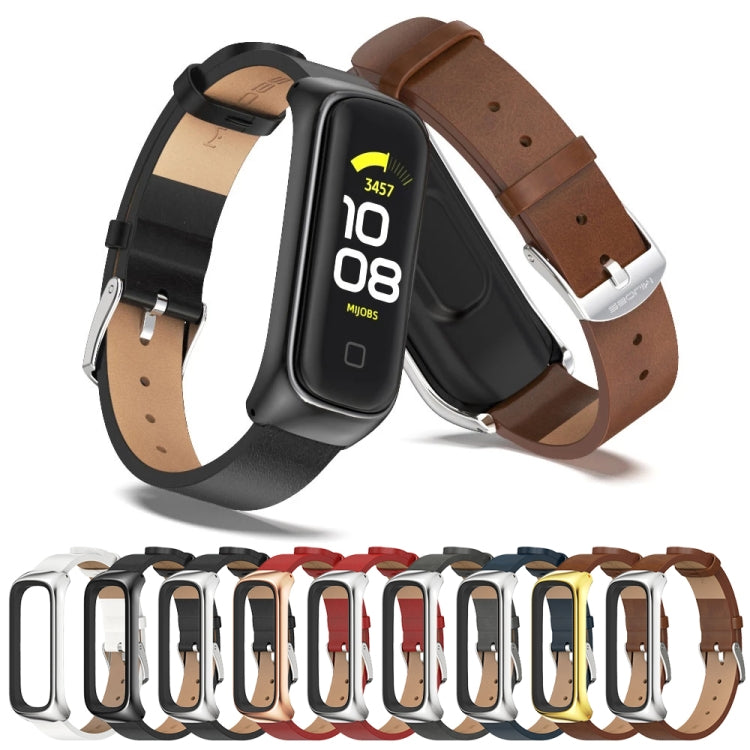 For Samsung Galaxy Fit 2 MIJOBS Metal Case Microfiber Leather Watch Band(Black) - Watch Bands by MIJOBS | Online Shopping South Africa | PMC Jewellery | Buy Now Pay Later Mobicred