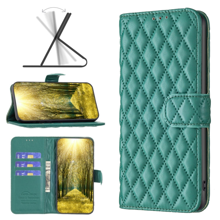 For OPPO Realme C35 Diamond Lattice Wallet Leather Flip Phone Case(Green) - Realme Cases by PMC TechLife | Online Shopping South Africa | PMC TechLife | Buy Now Pay Later Mobicred