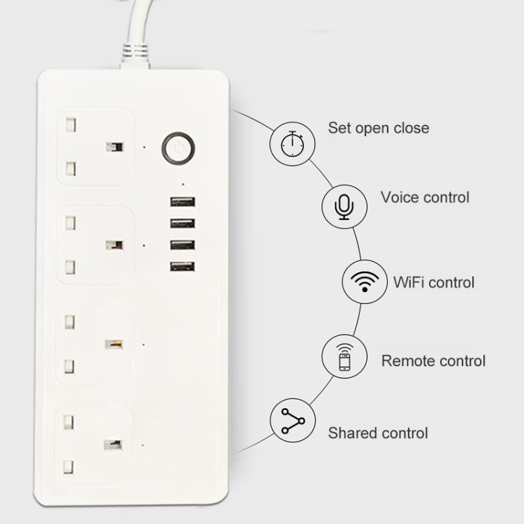 ZigBee 13A SM-SO301-K 4 Holes + 4 USB Multi-purpose Smart Power Strip, UK Plug - Smart Socket by PMC Jewellery | Online Shopping South Africa | PMC Jewellery