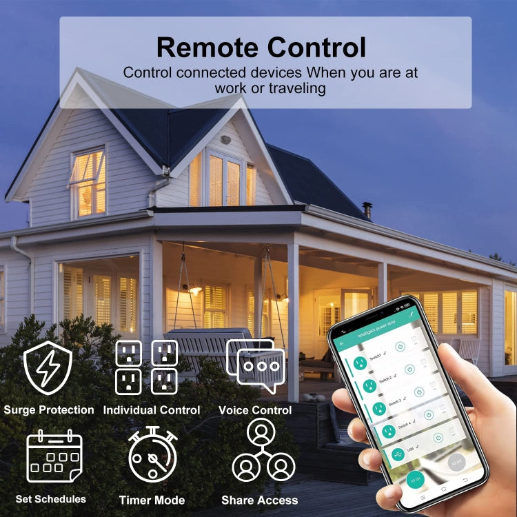 WiFi 10A SM-SO306-M 4 Holes + 2 USB Multi-purpose Smart Power Strip(UK Plug) - Smart Socket by PMC TechLife | Online Shopping South Africa | PMC TechLife