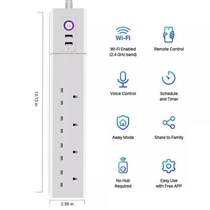 ZigBee 10A SM-SO306-K 4 Holes + 2 USB Multi-purpose Smart Power Strip, UK Plug - Smart Socket by PMC Jewellery | Online Shopping South Africa | PMC Jewellery