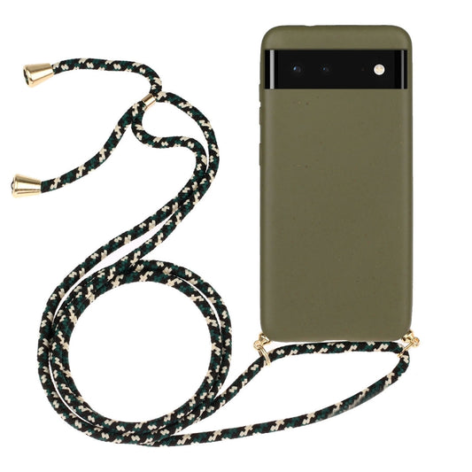 For Google Pixel 6 Wheat Straw Material + TPU Protective Case with Lanyard(Army Green) - Google Cases by PMC Jewellery | Online Shopping South Africa | PMC Jewellery