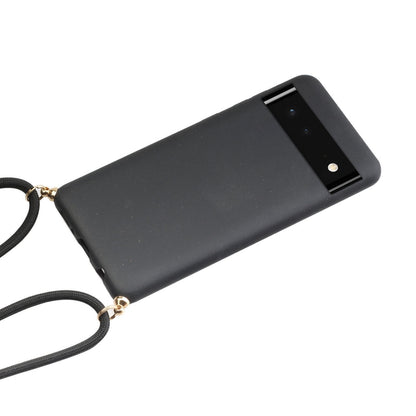 For Google Pixel 6 Wheat Straw Material + TPU Protective Case with Lanyard(Black) - Google Cases by PMC Jewellery | Online Shopping South Africa | PMC Jewellery