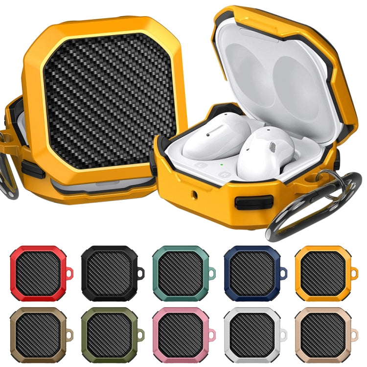 For Samsung Galaxy Buds Live / Buds 2 / Buds Pro / Buds 2 Pro Thunder Carbon Fiber TPU+PC Earphones Protective Case with Hook Up(Black and Gold) - Samsung Earphone Case by PMC Jewellery | Online Shopping South Africa | PMC Jewellery