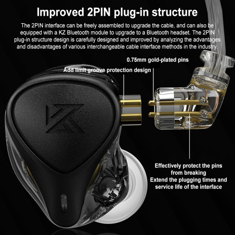 KZ-ZEX PRO 1.2m Electrostatic Coil Iron Hybrid In-Ear Headphones, Style:Without Microphone(Black) - In Ear Wired Earphone by KZ | Online Shopping South Africa | PMC Jewellery | Buy Now Pay Later Mobicred