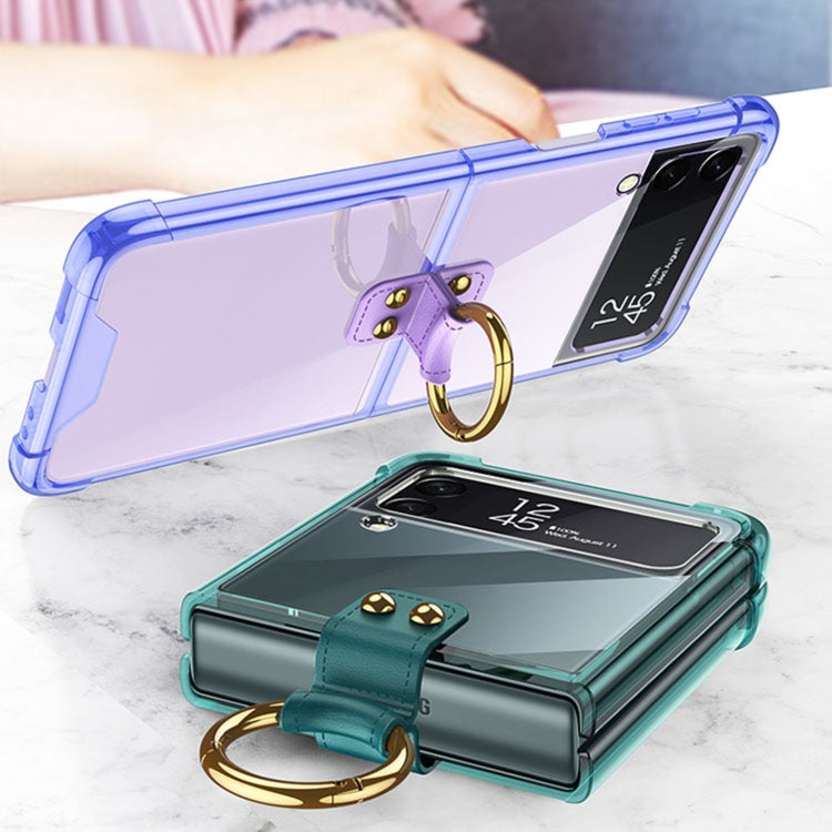 For Samsung Galaxy Z Flip4 GKK Airbag Protective Phone Case with Ring(Transparent) - Galaxy Z Flip4 5G Cases by GKK | Online Shopping South Africa | PMC Jewellery