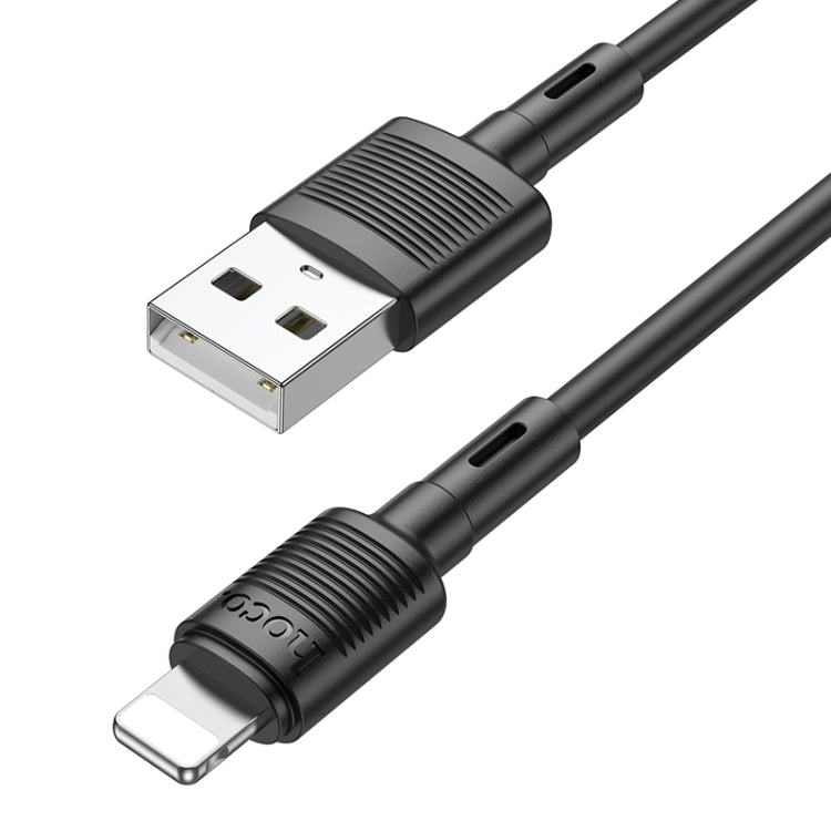 hoco X83 2.4A USB to 8 Pin Victory Charging Data Cable，Length：1m(Black) - Normal Style Cable by hoco | Online Shopping South Africa | PMC Jewellery