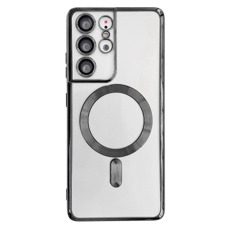 For Samsung Galaxy S21+ 5G Electroplated Frame MagSafe Magnetic Phone Case(Black) - Galaxy S21+ 5G Cases by PMC TechLife | Online Shopping South Africa | PMC TechLife