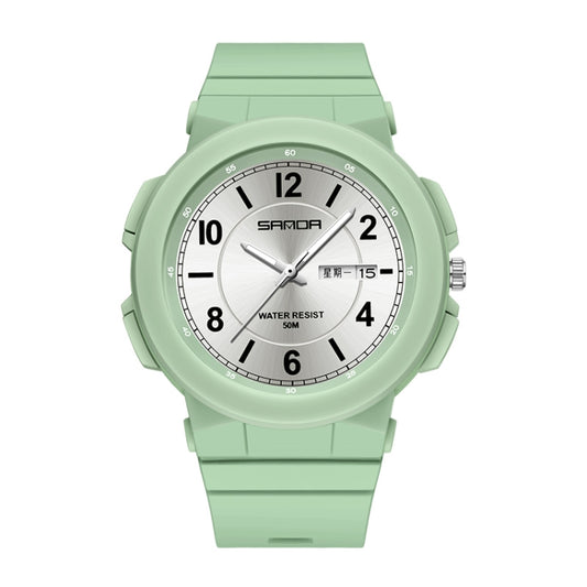 SANDA 6097 TPU Strap Dual Calendar Waterproof Electronic Watch(Matcha Green) - Silicone Strap Watches by SANDA | Online Shopping South Africa | PMC Jewellery | Buy Now Pay Later Mobicred