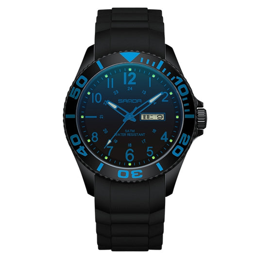 SANDA 9005 TPU Strap Dual Display Waterproof Electronic Watch(Black Blue) - Silicone Strap Watches by SANDA | Online Shopping South Africa | PMC Jewellery | Buy Now Pay Later Mobicred