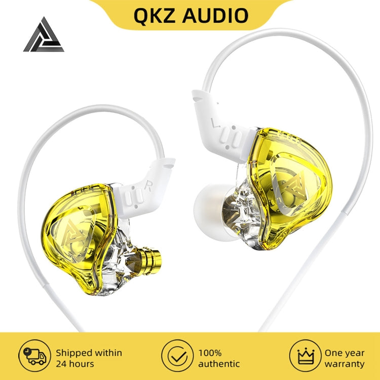 QKZ DMX Sports In-ear HIFI 3.5mm Wired Control Earphone with Mic(Transparent Yellow) - In Ear Wired Earphone by QKZ | Online Shopping South Africa | PMC Jewellery