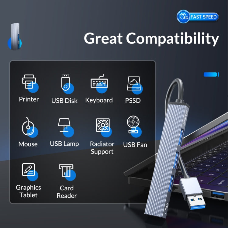 ORICO AH-A13 USB 3.0 x 1 + USB 2.0 x 3 to USB 3.0 HUB Adapter(Space Gray) - USB 3.0 HUB by ORICO | Online Shopping South Africa | PMC TechLife | Buy Now Pay Later Mobicred