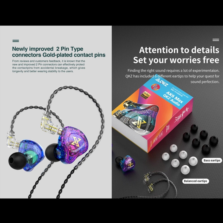 QKZ AK6 MAX In-ear Dynamic Subwoofer Wire-controlled Earphone, Version:with Mic Version(Transparent White) - In Ear Wired Earphone by QKZ | Online Shopping South Africa | PMC TechLife | Buy Now Pay Later Mobicred