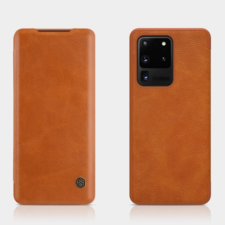 For Galaxy S20 Ultra/S20 Ultra 5G NILLKIN QIN Series Crazy Horse Texture Horizontal Flip Leather Case with Card Slot(Brown) - Galaxy Phone Cases by NILLKIN | Online Shopping South Africa | PMC Jewellery