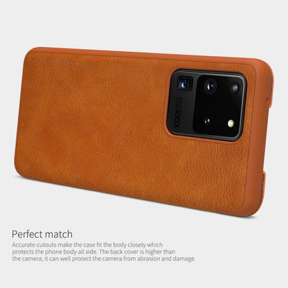 For Galaxy S20 Ultra/S20 Ultra 5G NILLKIN QIN Series Crazy Horse Texture Horizontal Flip Leather Case with Card Slot(Brown) - Galaxy Phone Cases by NILLKIN | Online Shopping South Africa | PMC Jewellery