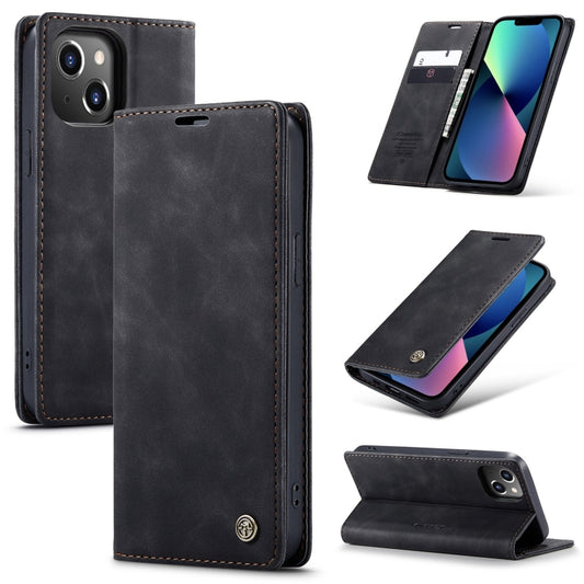 For iPhone 14 CaseMe-013 Multifunctional Retro Frosted Leather Phone Case (Black) - iPhone 14 Cases by CaseMe | Online Shopping South Africa | PMC Jewellery | Buy Now Pay Later Mobicred