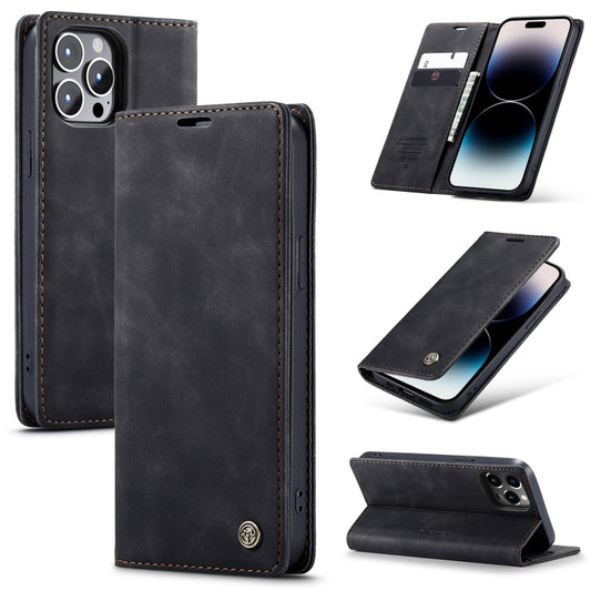 For iPhone 14 Pro Max CaseMe-013 Multifunctional Retro Frosted Leather Phone Case (Black) - iPhone 14 Pro Max Cases by CaseMe | Online Shopping South Africa | PMC Jewellery | Buy Now Pay Later Mobicred