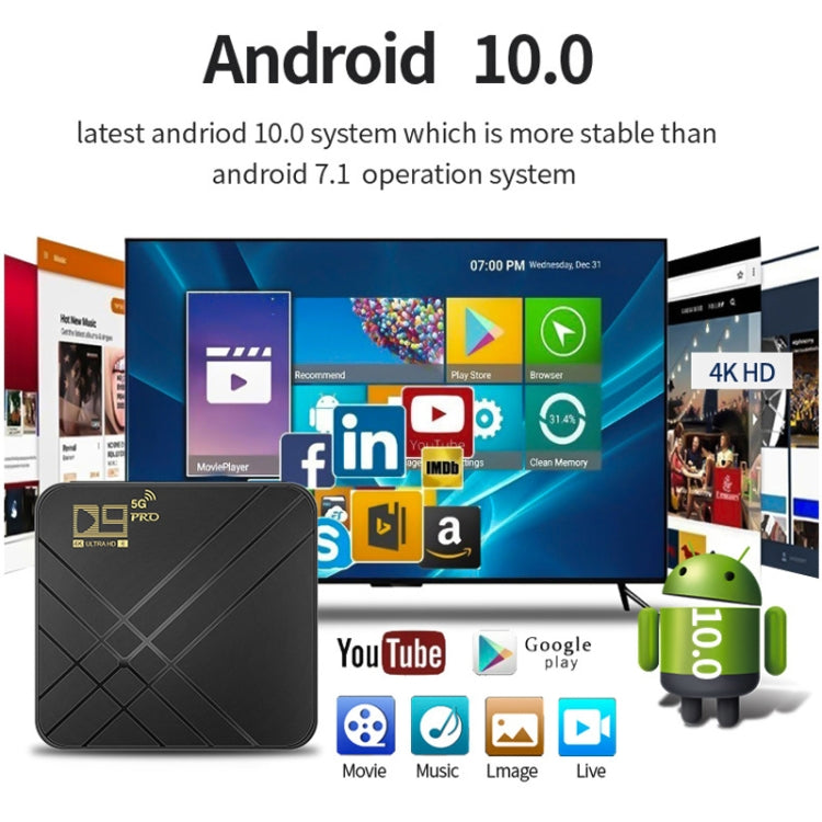 D9 PRO 2.4G/5G WIFI 4K HD Android TV Box, Memory:8GB+128GB(EU Plug) - Amlogic S905 by PMC TechLife | Online Shopping South Africa | PMC TechLife