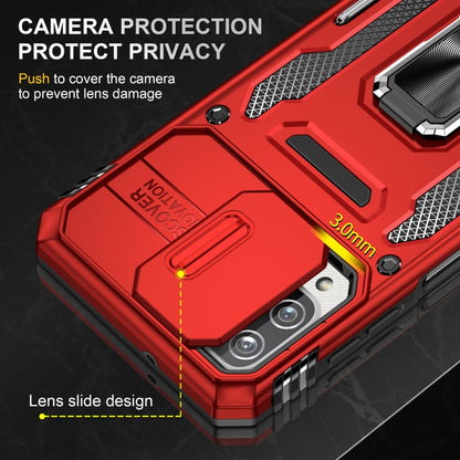 For Samsung Galaxy A12 5G/4G / M12 / F12 Armor PC + TPU Camera Shield Phone Case(Red) - Galaxy Phone Cases by PMC Jewellery | Online Shopping South Africa | PMC Jewellery