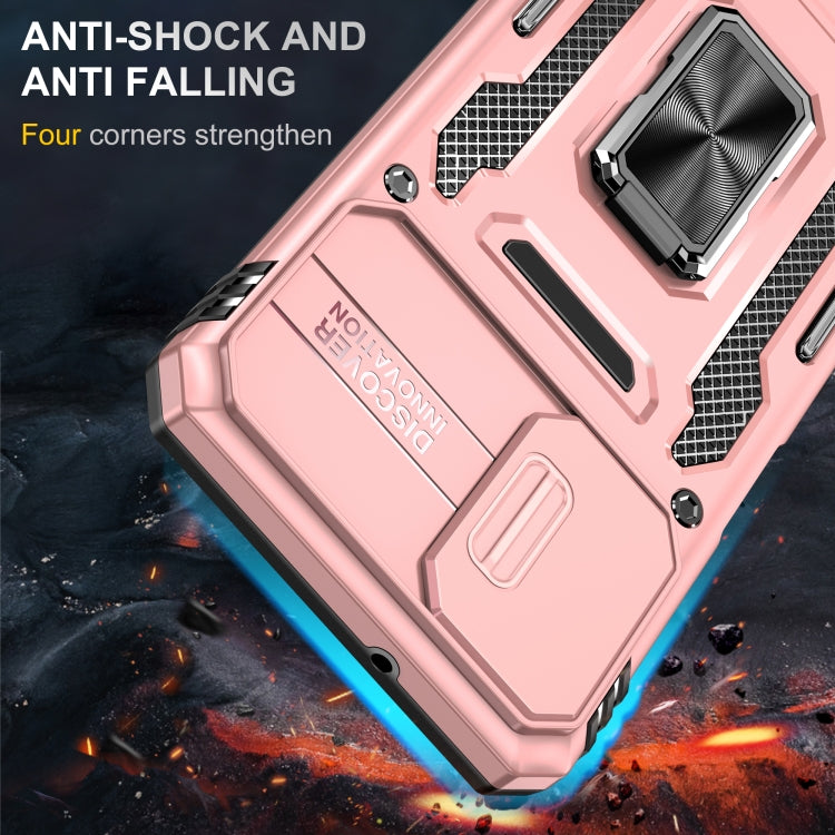 For Samsung Galaxy A12 5G/4G / M12 / F12 Armor PC + TPU Camera Shield Phone Case(Rose Gold) - Galaxy Phone Cases by PMC Jewellery | Online Shopping South Africa | PMC Jewellery