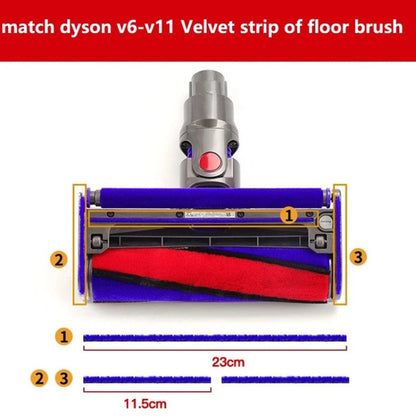 2 in 1 Velvet Strip Soft Velvet Floor Brush Hose Strips For Dyson V7 / V8 / V10 / V11 - Dyson Accessories by PMC Jewellery | Online Shopping South Africa | PMC Jewellery