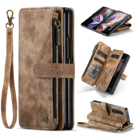 For Samsung Galaxy Z Fold4 5G CaseMe C30 Multifunctional Card Slots Zipper Phone Leather Phone Case(Brown) - Galaxy Z Fold4 5G Cases by CaseMe | Online Shopping South Africa | PMC Jewellery | Buy Now Pay Later Mobicred