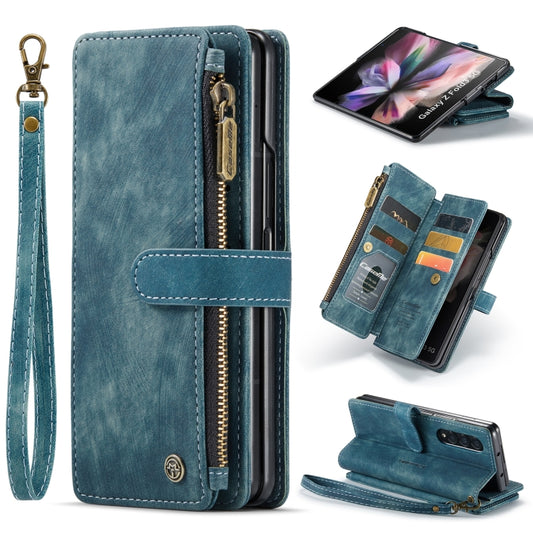 For Samsung Galaxy Z Fold4 5G CaseMe C30 Multifunctional Card Slots Zipper Phone Leather Phone Case(Blue) - Galaxy Z Fold4 5G Cases by CaseMe | Online Shopping South Africa | PMC Jewellery | Buy Now Pay Later Mobicred